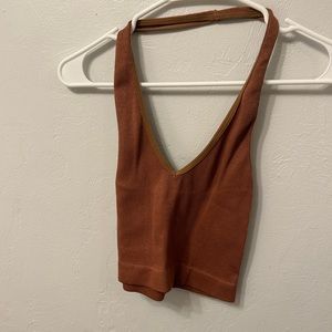 Brown halter neck top